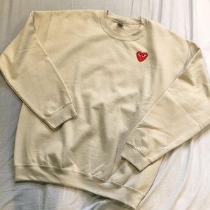 Gildan Cream Sweatshirt with Red Heart Patch